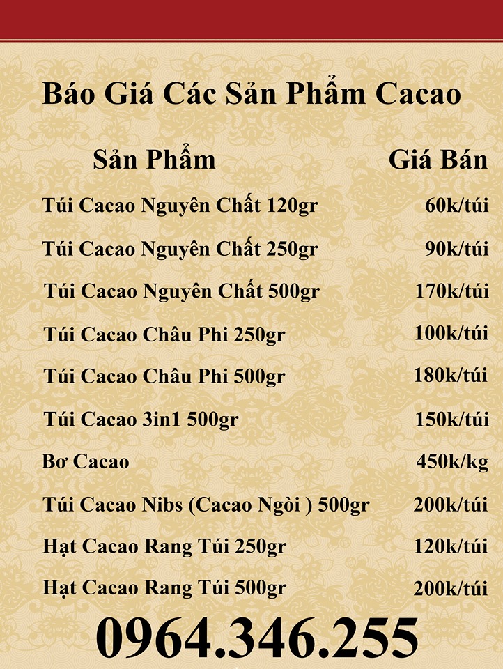 báo giá bột cacao nguyên chất