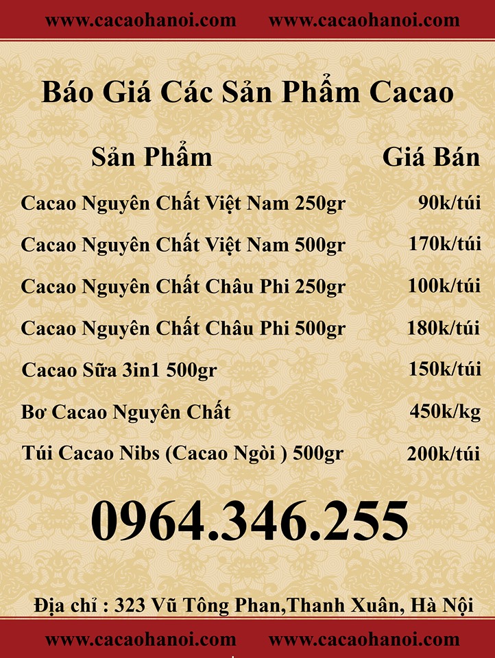 Báo giá cacao tại tỉnh Điện Biên